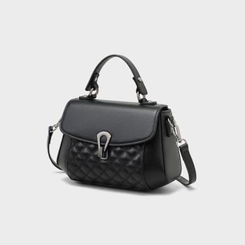 SEAMMER dámska taška — prešívaný horizontálny štvorcový dizajn z hovädzej kože (prvý vrstva) + syntetická koža, podšívka z textilu, uzáver prekrytý, vnútorná kapsa na zips a kapsa na identifikáciu, medzivrstva, jeden ramenný popruh, na denné nosenie, jeseň