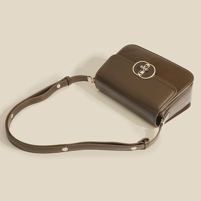 Ženska mala kvadratna torba preko ramena – urbani stil jednostavnosti, PU koža, vodoravni kvadratni oblik, zatvarač na klik