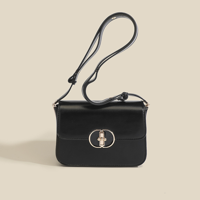 Ženska mala kvadratna torba preko ramena – urbani stil jednostavnosti, PU koža, vodoravni kvadratni oblik, zatvarač na klik