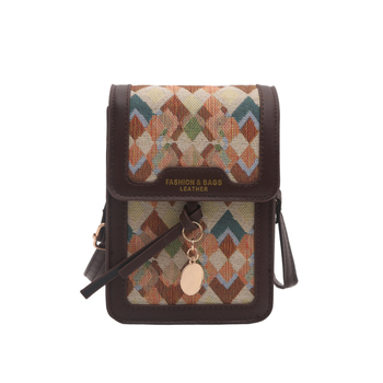 Ženska mini kvadratna torbica za telefon s teksturiranom brodom, vintage stil, crossbody torba, jesen 2025