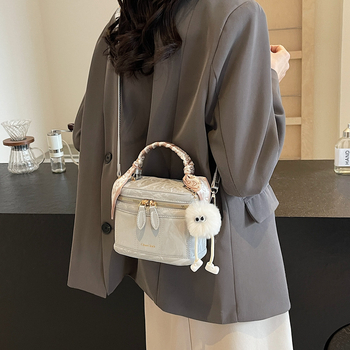 PU kožna bucket crossbody torba, horizontalni kvadratni oblik, zatvarač, pretinac za mobitel, poliester podstava od poliestera