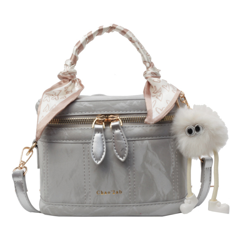 PU kožna bucket crossbody torba, horizontalni kvadratni oblik, zatvarač, pretinac za mobitel, poliester podstava od poliestera