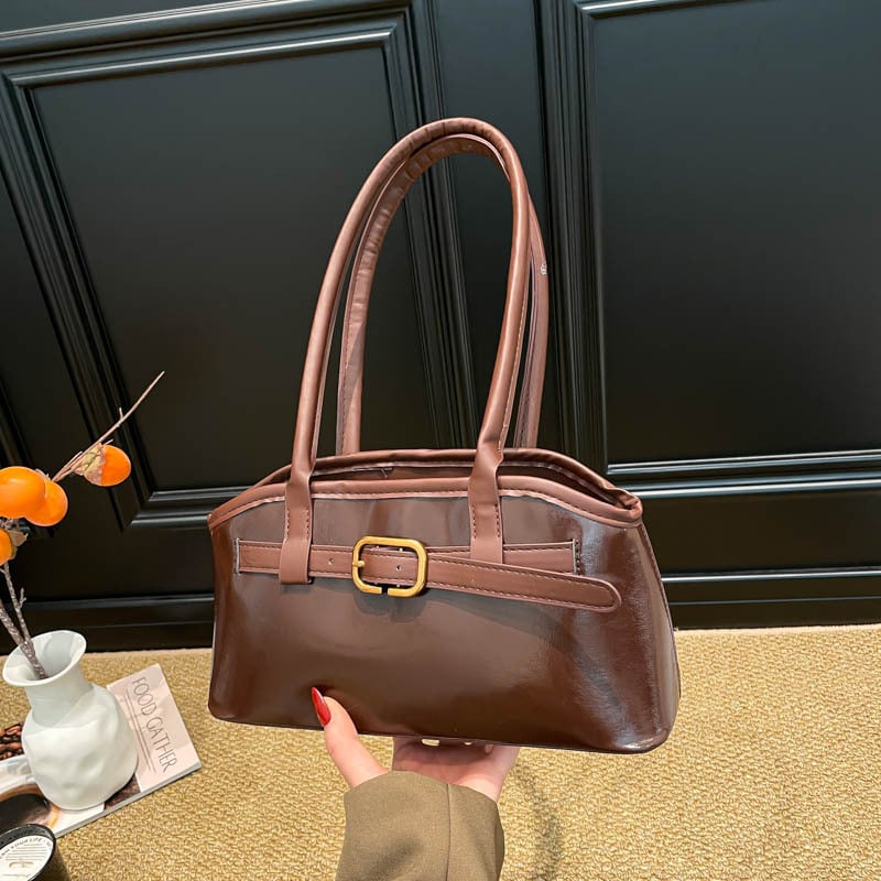 Torba za rame | Ulični stil, PU materijal, horizontalni kvadratni oblik, zatvaranje na zip, unutarnja džepna pretinac sa zipom | Zima 2025