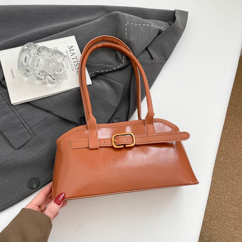 Torba za rame | Ulični stil, PU materijal, horizontalni kvadratni oblik, zatvaranje na zip, unutarnja džepna pretinac sa zipom | Zima 2025