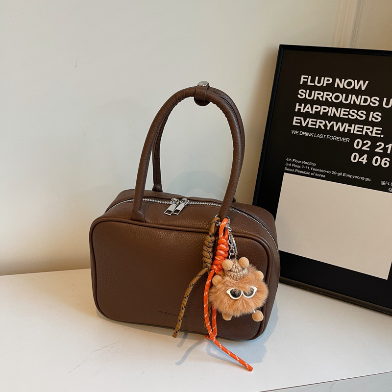 Ženska satchel torba: urbani jednostavan stil, PU koža, oblik jastuka, zatvaranje na zip, unutarnja džep za dokumente