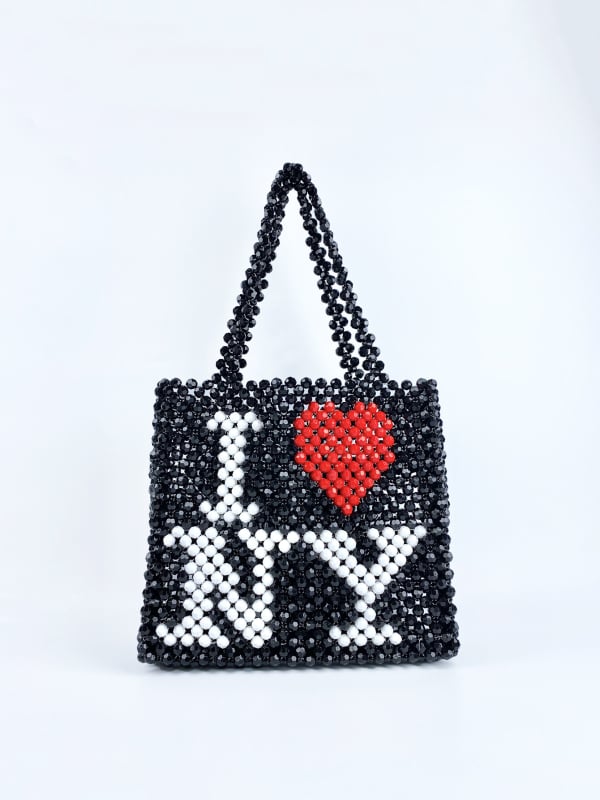 Ručne vyrobená tkaná taška s korálkami z akrylu, vertikálne štvorcový tvar, otvorené horné otváranie, vnútorné priehradky pre mobilný telefón a identifikačný preukaz