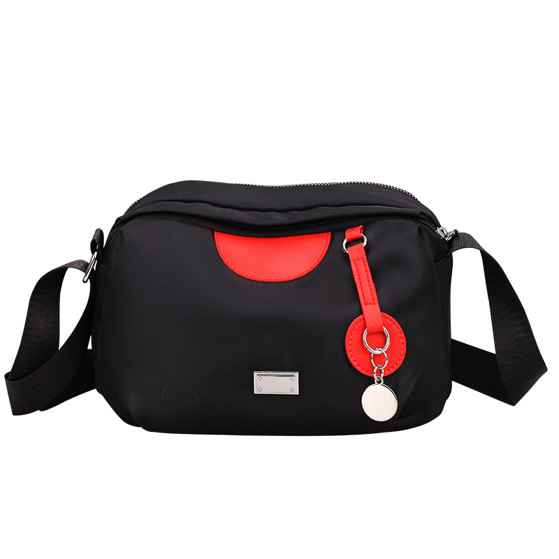 Geantă crossbody din nylon, în stil coreean, cu compartimente multiple, închidere cu fermoar