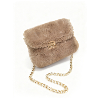 Chlupava crossbody torba s zaključavanjem, vodoravnog kvadratnog oblika, PU podstava, gradski minimalistički stil