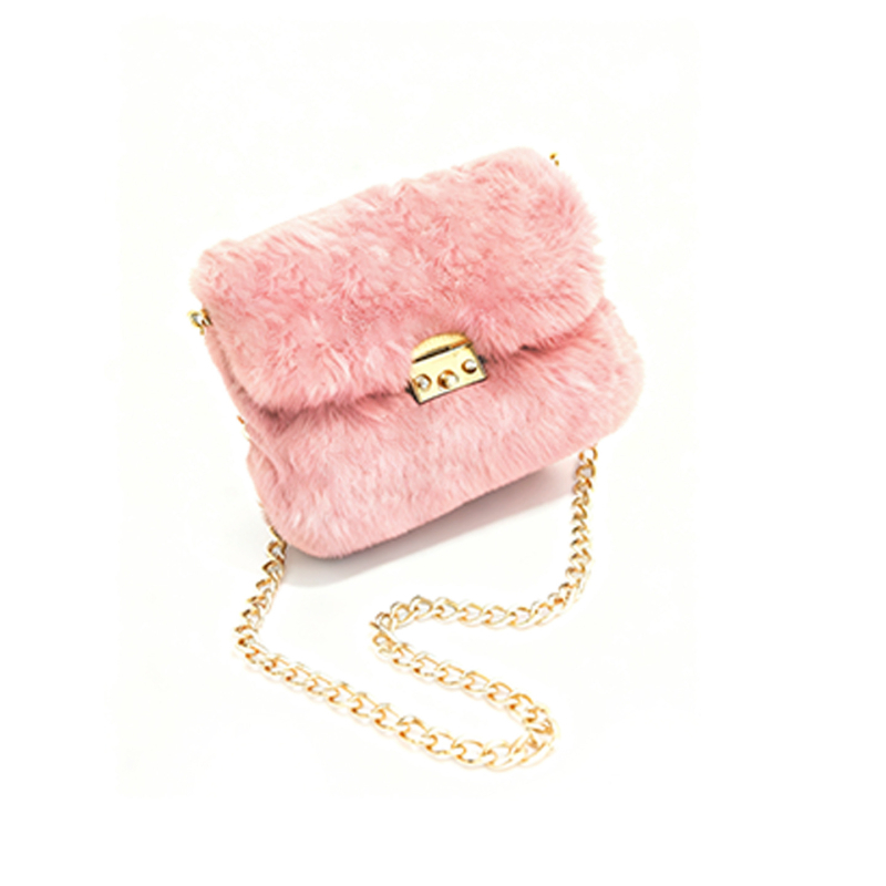 Chlupava crossbody torba s zaključavanjem, vodoravnog kvadratnog oblika, PU podstava, gradski minimalistički stil