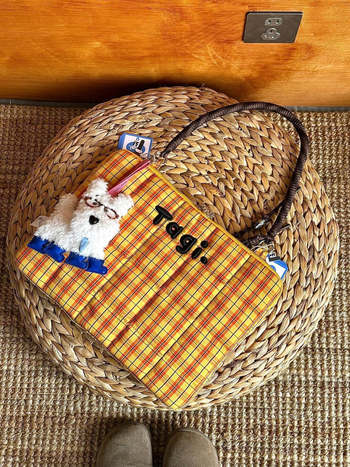 Τσάντα λάπτοπ με κέντημα καρό, αδιάβροχη, μεγάλη χωρητικότητα, βαμβακερή επένδυση, Spring 2025 κυκλοφορία