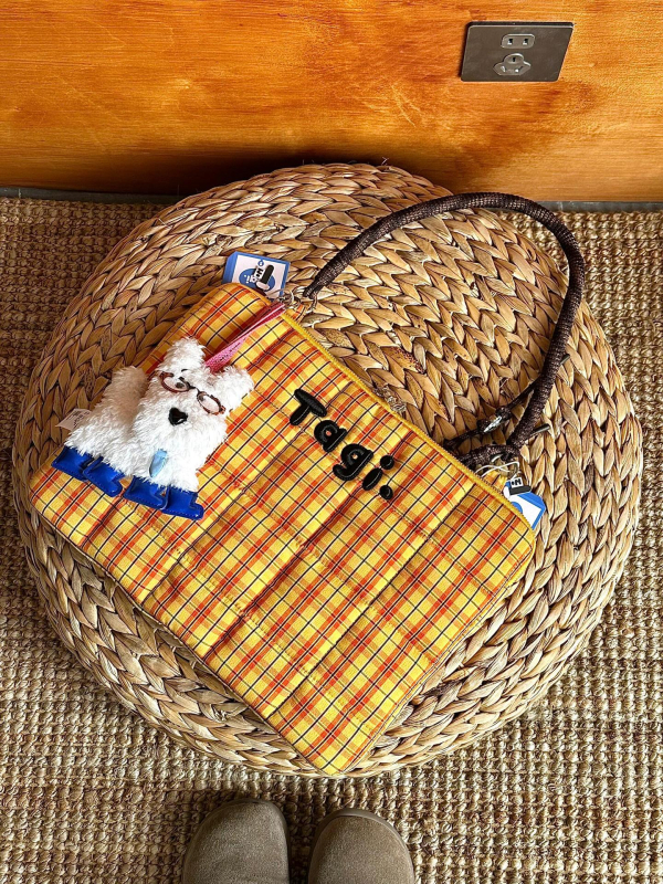 Τσάντα λάπτοπ με κέντημα καρό, αδιάβροχη, μεγάλη χωρητικότητα, βαμβακερή επένδυση, Spring 2025 κυκλοφορία