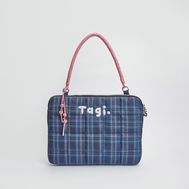 Τσάντα λάπτοπ με κέντημα καρό, αδιάβροχη, μεγάλη χωρητικότητα, βαμβακερή επένδυση, Spring 2025 κυκλοφορία