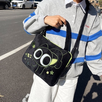 Ultra könnyű keresztpántos táska tabletához és hordozható játékkonzolhoz, bővíthető kapacitás, velúr külső, poliészter bélés, anime minta