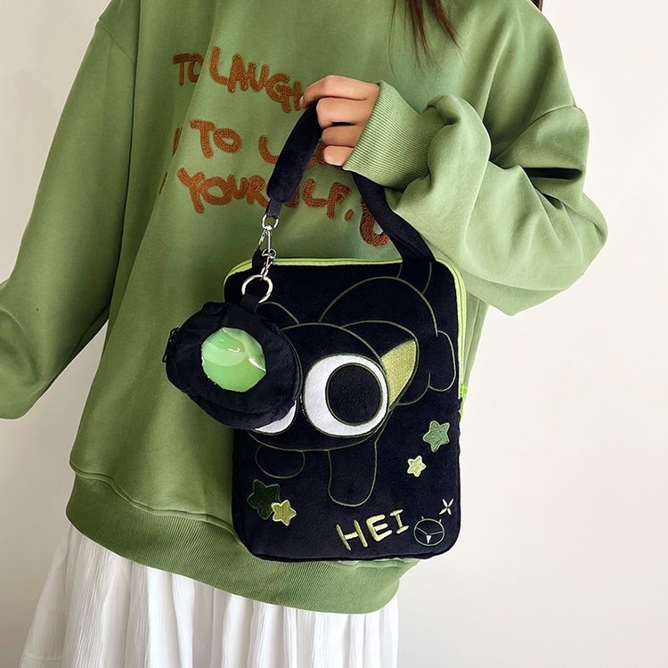 Ultra könnyű keresztpántos táska tabletához és hordozható játékkonzolhoz, bővíthető kapacitás, velúr külső, poliészter bélés, anime minta