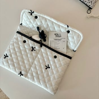 Fei Rabbit Torbica za laptop s mašnicom i prešivenim dizajnom, karirani vanjski materijal, pamuk, unutarnja podstava od poliester-bavna, više pretinaca