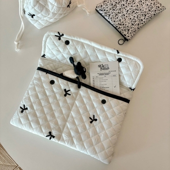 Fei Rabbit Torbica za laptop s mašnicom i prešivenim dizajnom, karirani vanjski materijal, pamuk, unutarnja podstava od poliester-bavna, više pretinaca