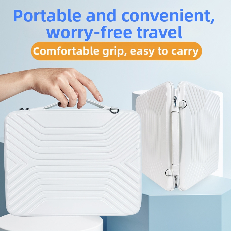 Tvrdý puzdro na notebook z EVA, vodotesný a odolný voči opotrebeniu, zapínanie na zips, teleskopická rúčka, vnútorné vrecká na karty