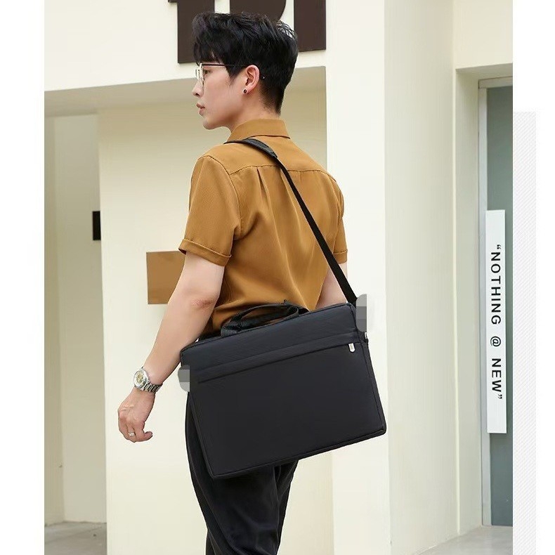 Torba za laptop od Oxford tkanine, preko ramena, unisex, podstava od poliestera, monohromatski uzorak