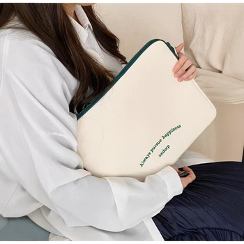 Geantă pentru laptop din bumbac cu fermoar, mâner de purtare, pentru activități extracurriculare, stil simplu