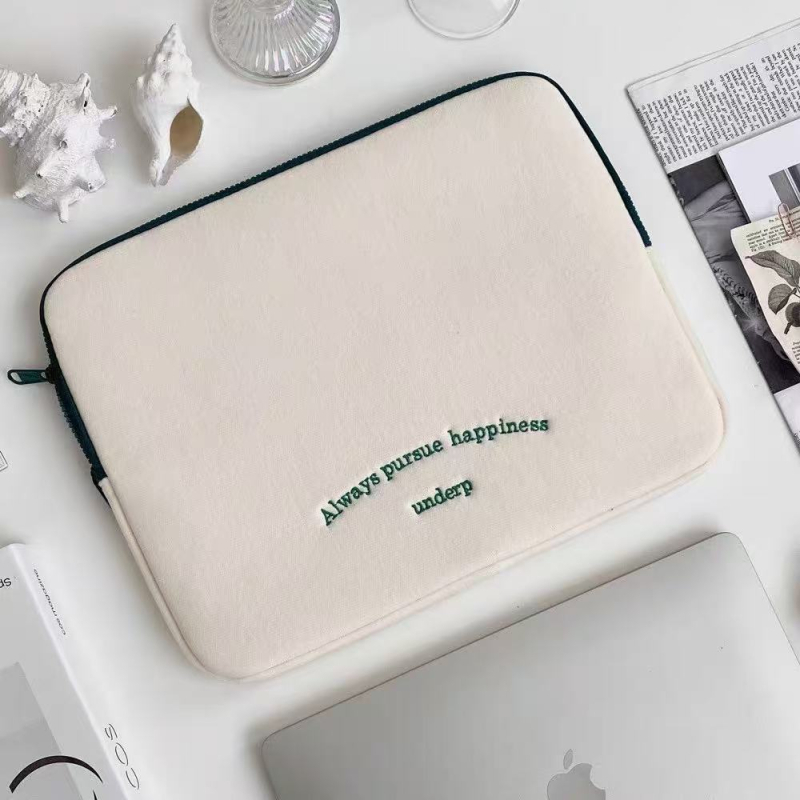 Geantă pentru laptop din bumbac cu fermoar, mâner de purtare, pentru activități extracurriculare, stil simplu