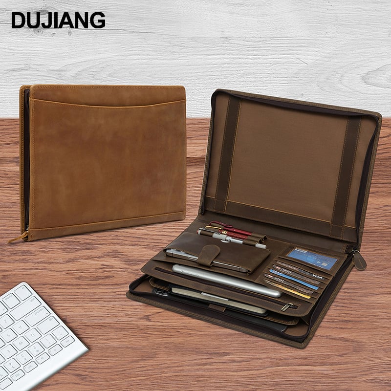 Dujiang kožni višenamjenski folder za dokumente – s proširivanjem, koža prvog sloja, poliester podstava
