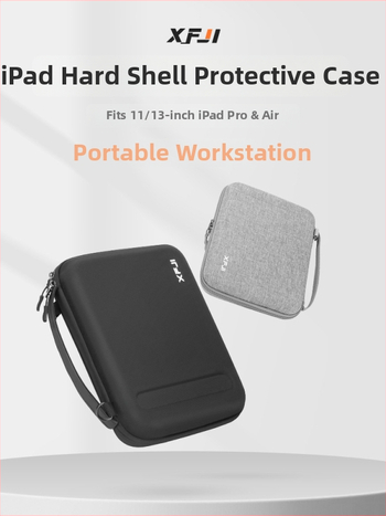 XFJI Taška na tablet s pevným púzdrom, Oxford látka, protiseizmická ochrana, rozšíriteľná kapacita, flanelová podšívka
