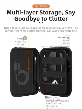 XFJI Taška na tablet s pevným púzdrom, Oxford látka, protiseizmická ochrana, rozšíriteľná kapacita, flanelová podšívka