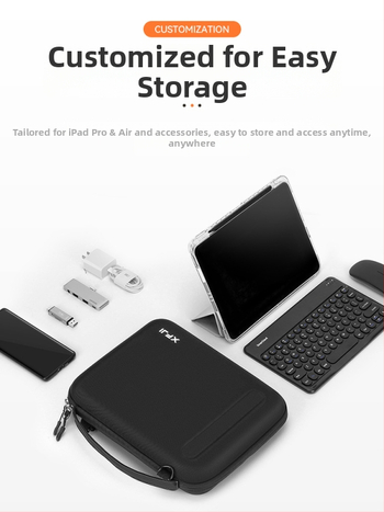 XFJI Taška na tablet s pevným púzdrom, Oxford látka, protiseizmická ochrana, rozšíriteľná kapacita, flanelová podšívka