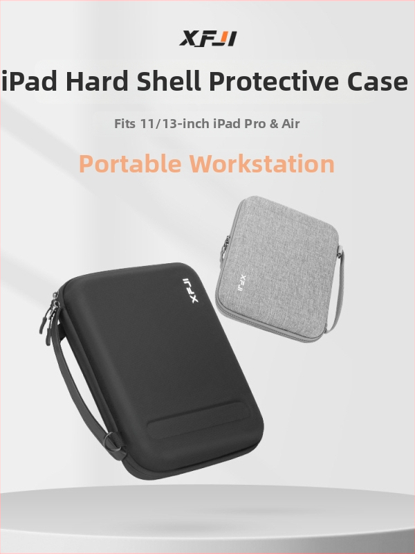 XFJI Taška na tablet s pevným púzdrom, Oxford látka, protiseizmická ochrana, rozšíriteľná kapacita, flanelová podšívka