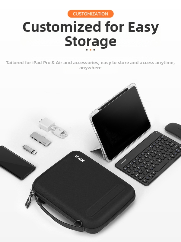 XFJI Taška na tablet s pevným púzdrom, Oxford látka, protiseizmická ochrana, rozšíriteľná kapacita, flanelová podšívka