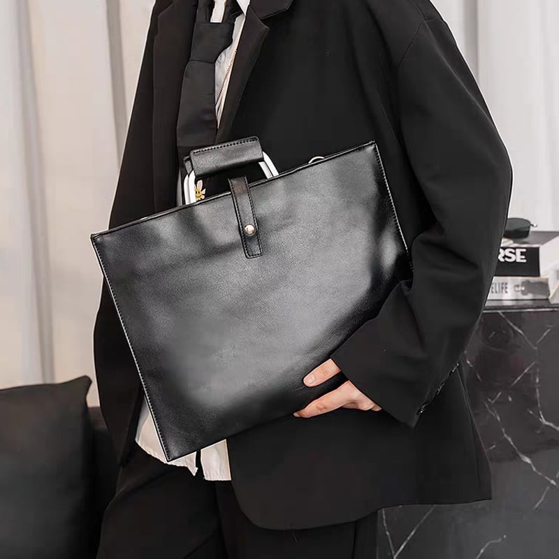 Unisex επαγγελματική τσάντα από γνήσιο δέρμα αγελάδας για ταμπλέτες και φορητό υπολογιστή — μαγνητικό κούμπωμα, θήκη λάπτοπ, τηλεσκοπική λαβή