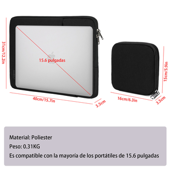 Nubily 2-daļīgs iekšējais somiņas komplekts portatīvajam datoram – triecienizturīgs, elpojošs, ūdensizturīgs, Oxford audums