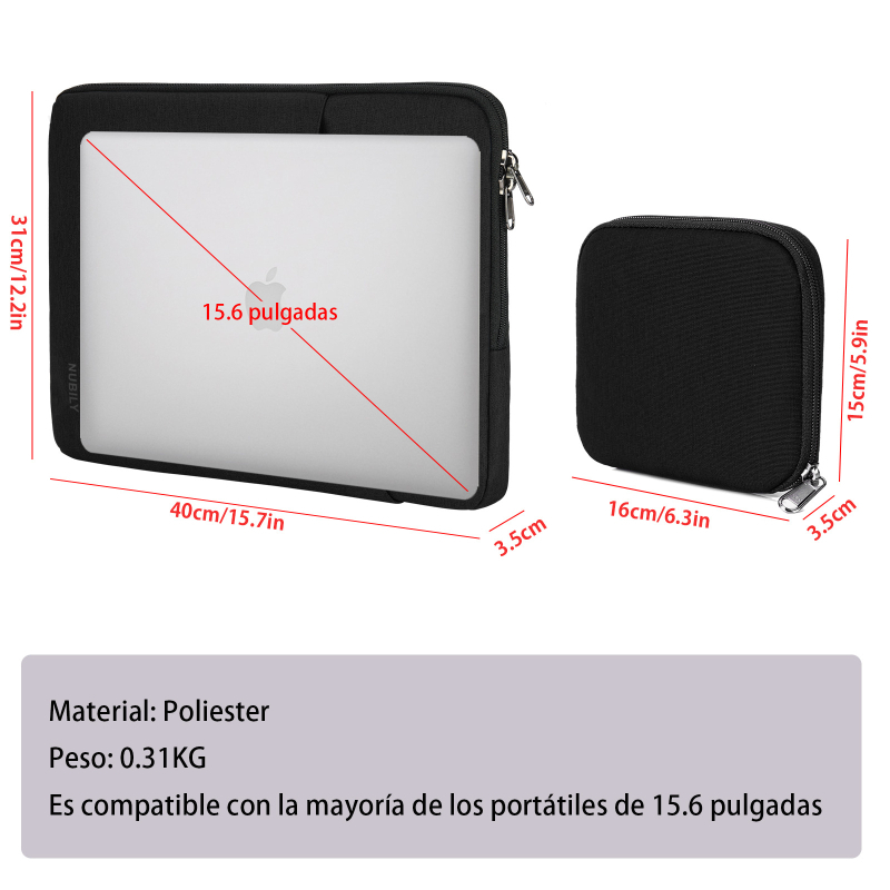 Nubily 2-daļīgs iekšējais somiņas komplekts portatīvajam datoram – triecienizturīgs, elpojošs, ūdensizturīgs, Oxford audums