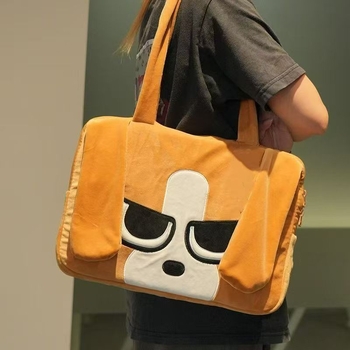 Dsyqcyp geantă de umăr pentru laptop, din material plush, model animale desen animate, căptușeală poliester, unisex