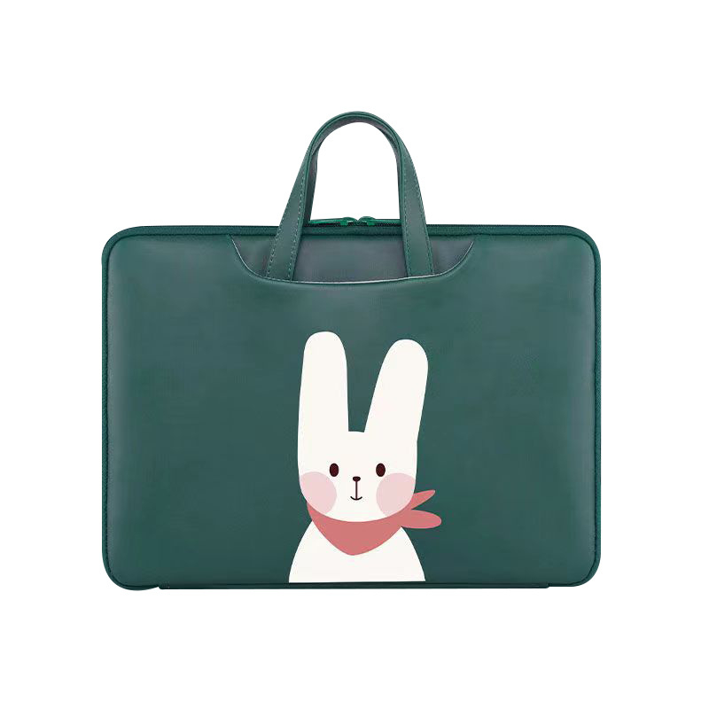 PU ādas datora soma – ūdensizturīga un triecienizturīga, rāvējslēdzēja atvērums, iekšējie kabatiņi telefoniem, ID, klēpjdatoram un kamerai, korejiešu stils, zaķa raksts