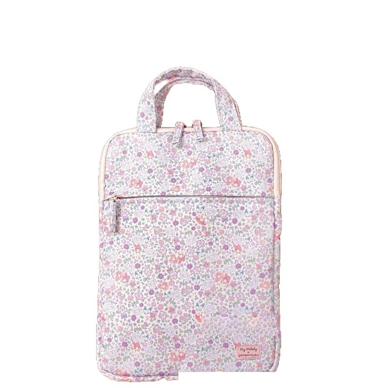 Geantă crossbody pentru tabletă, design floral cu pisică și iepure, impermeabilă, material Oxford, căptușeală din poliester, stil desen animat pentru copii
