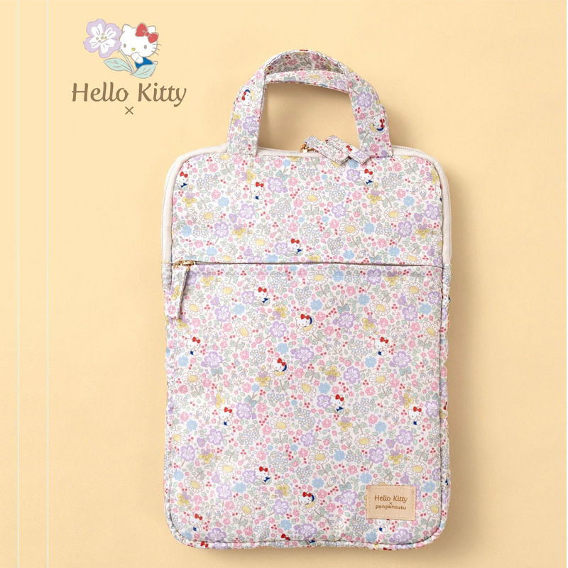 Geantă crossbody pentru tabletă, design floral cu pisică și iepure, impermeabilă, material Oxford, căptușeală din poliester, stil desen animat pentru copii