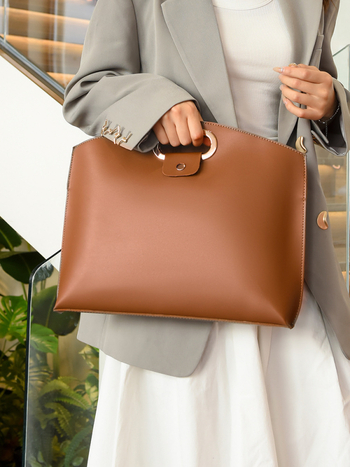 Geantă de afaceri Zhongzhuo din PU pentru tabletă și laptop — model solid, fără căptușeală, potrivită pentru călătoriile de afaceri