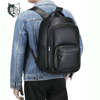 Rucsac din piele naturală, stil urban minimalist, potrivit pentru călătoriile de afaceri, compatibil cu laptopuri, bretele de umăr curvate, Yellow Denim