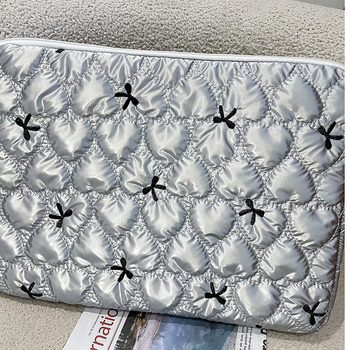 Geantă pentru laptop cu broderie quiltată, impermeabilă, ultra-ușoară, interior căptușit, pentru birou