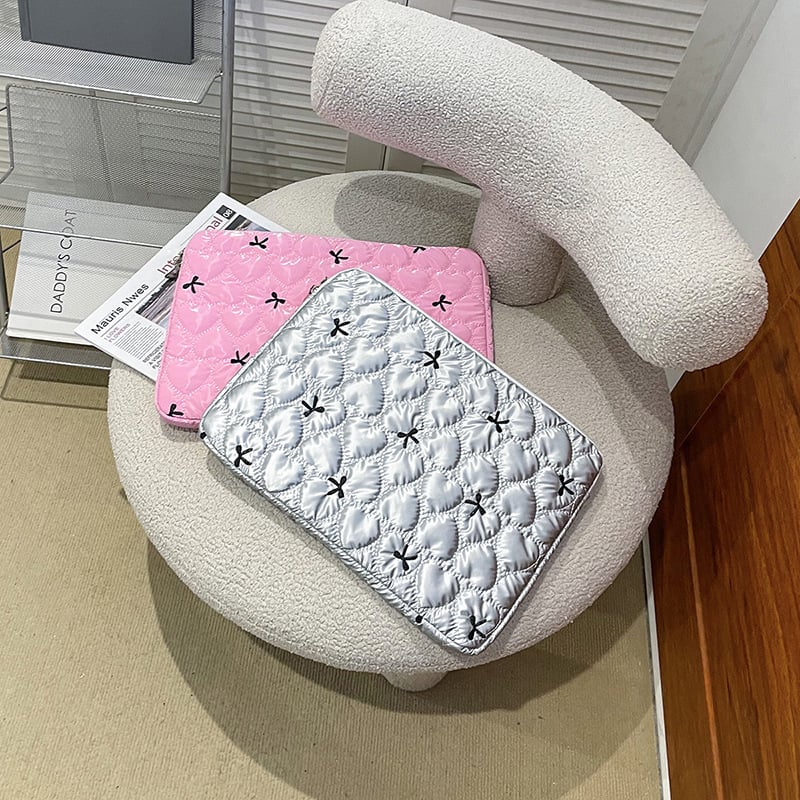 Geantă pentru laptop cu broderie quiltată, impermeabilă, ultra-ușoară, interior căptușit, pentru birou