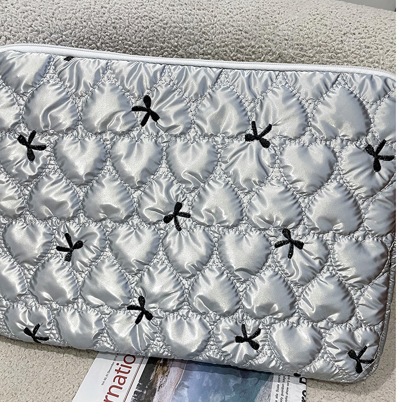 Geantă pentru laptop cu broderie quiltată, impermeabilă, ultra-ușoară, interior căptușit, pentru birou