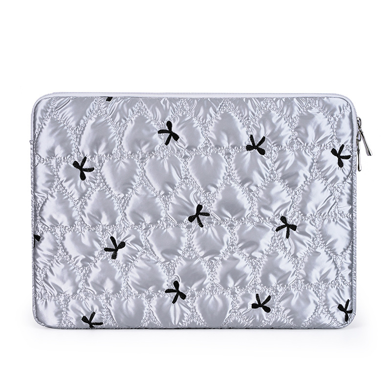 Geantă pentru laptop cu broderie quiltată, impermeabilă, ultra-ușoară, interior căptușit, pentru birou