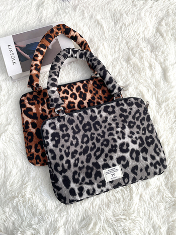 Jednoramenná taška na notebook, leopardí vzor, nylon, polyesterová podšívka, ultra ľahká, na ukladanie iPad/tablet a notebooku.