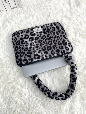 Jednoramenná taška na notebook, leopardí vzor, nylon, polyesterová podšívka, ultra ľahká, na ukladanie iPad/tablet a notebooku.