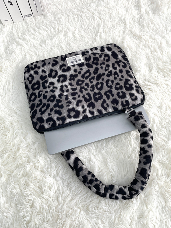 Jednoramenná taška na notebook, leopardí vzor, nylon, polyesterová podšívka, ultra ľahká, na ukladanie iPad/tablet a notebooku.