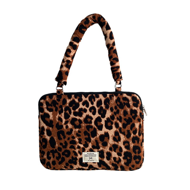 Jednoramenná taška na notebook, leopardí vzor, nylon, polyesterová podšívka, ultra ľahká, na ukladanie iPad/tablet a notebooku.