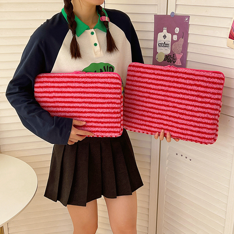 Θήκη λάπτοπ 11 ιντσών με ρίγες, εξωτερικό βαμβάκι, επένδυση πολυεστέρα, αναπνεύσιμη