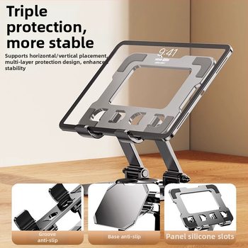Kovová stojan na tablety s rotáciou 360°, skladacia stolová podpora pre iPhone, iPad a iPod touch