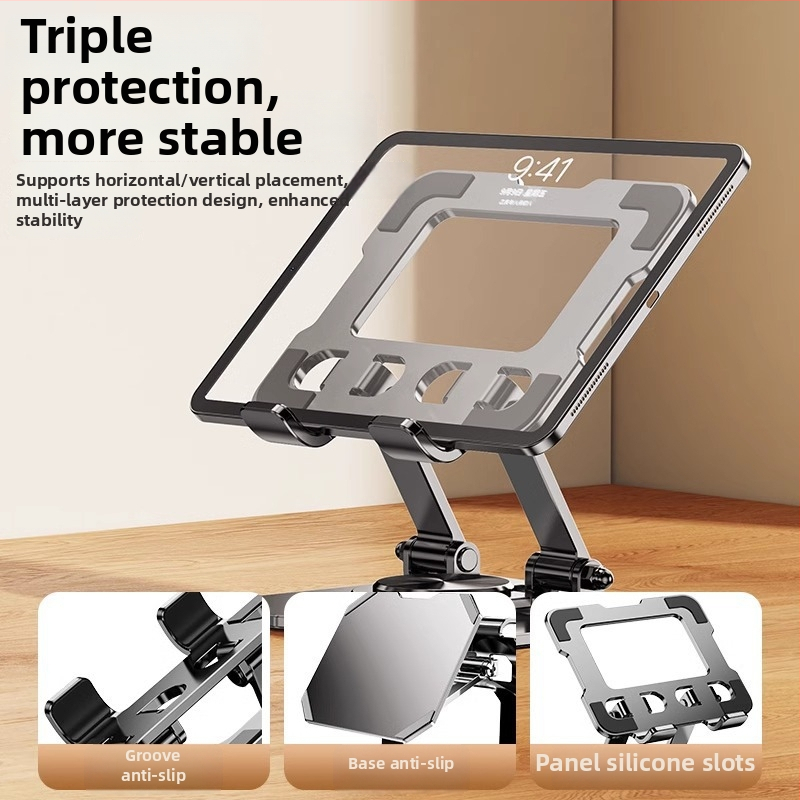 Kovová stojan na tablety s rotáciou 360°, skladacia stolová podpora pre iPhone, iPad a iPod touch